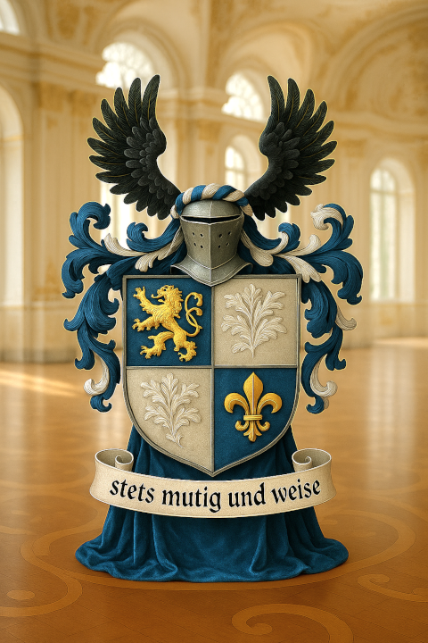 Photorealistisches Wappen mit Devise