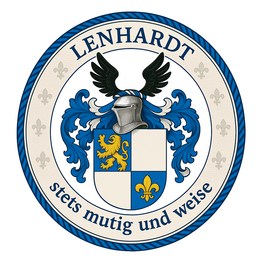 Runder Wappenstempel Lenhardt mit umlaufendem Schriftband