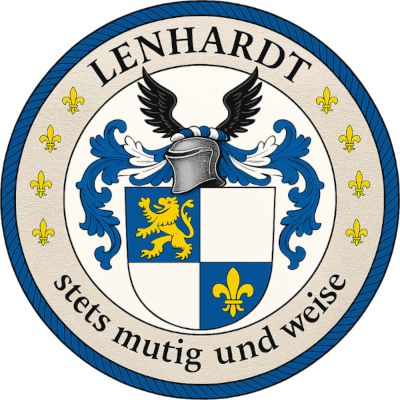 Runder Wappenstempel Lenhardt mit umlaufendem Schriftband